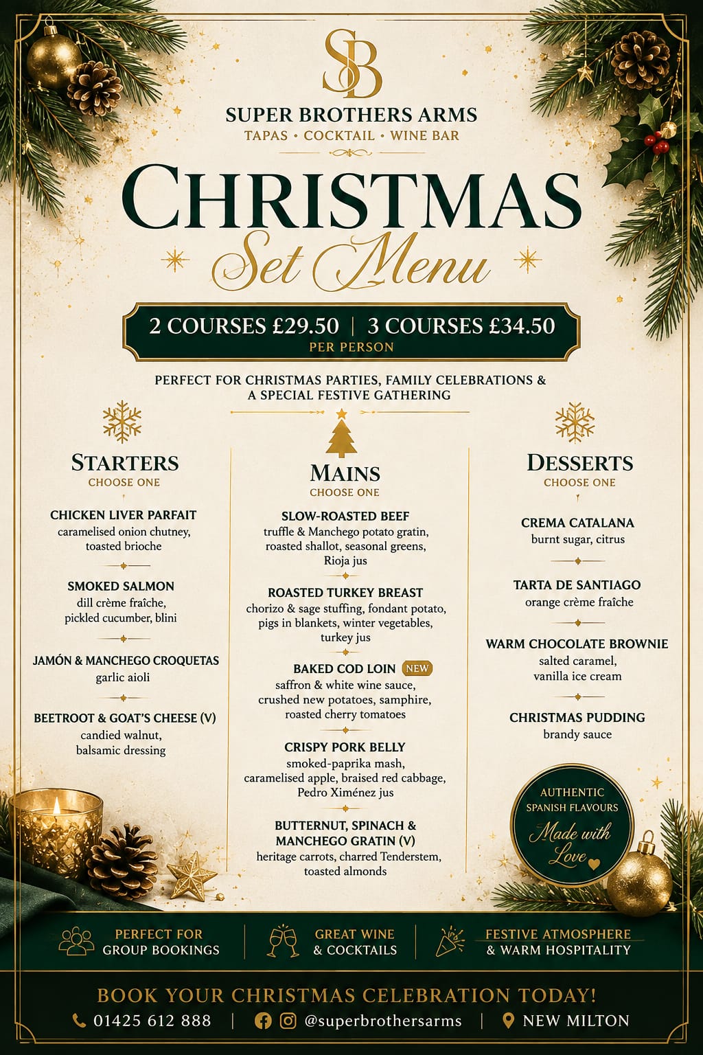 super brothers Christmas dinner menu